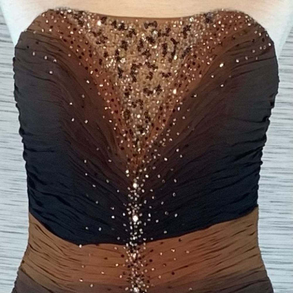 Alyce Designs Black and Brown with Leopard Print Asymmetrical Dress - Picture 5 of 15